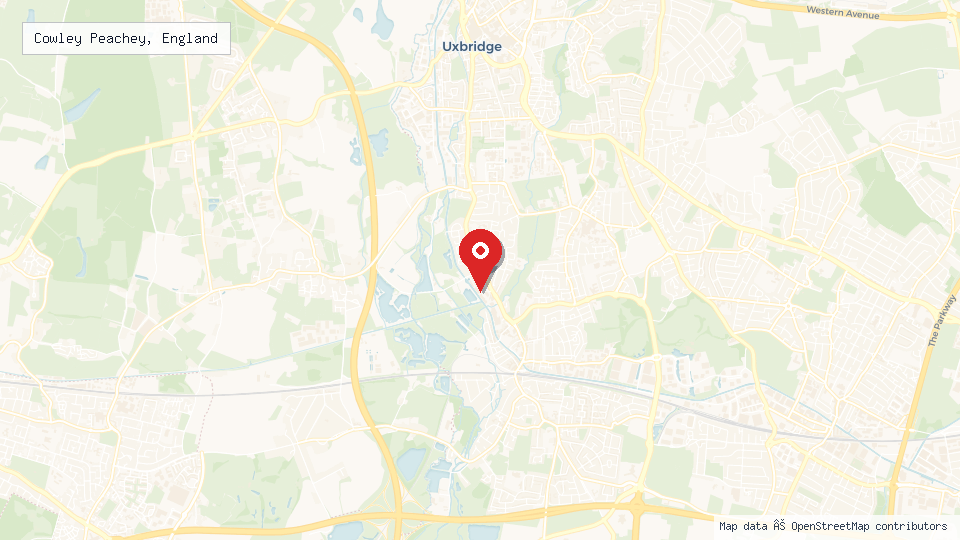Street map of Cowley Peachey, England with location pin