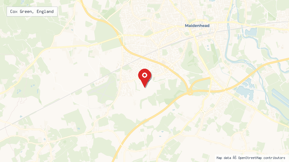 Street map of Cox Green, England with location pin