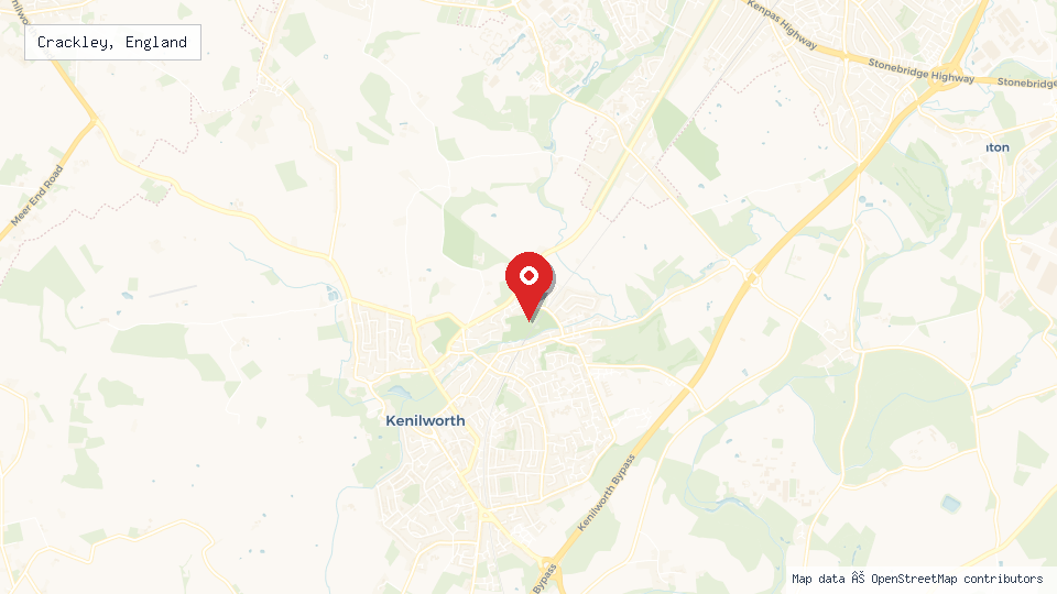 Street map of Crackley, England with location pin