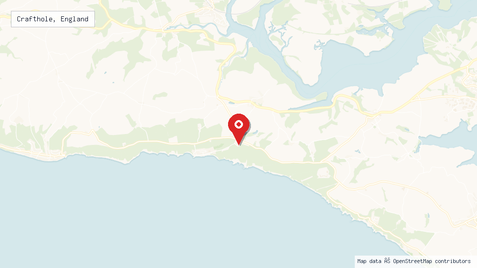 Street map of Crafthole, England with location pin