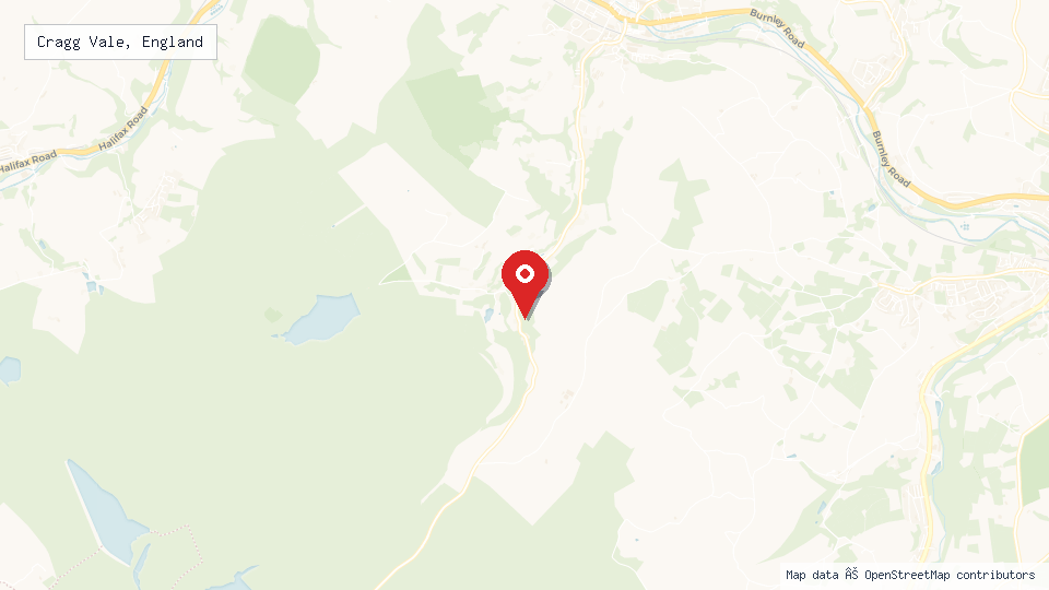Street map of Cragg Vale, England with location pin