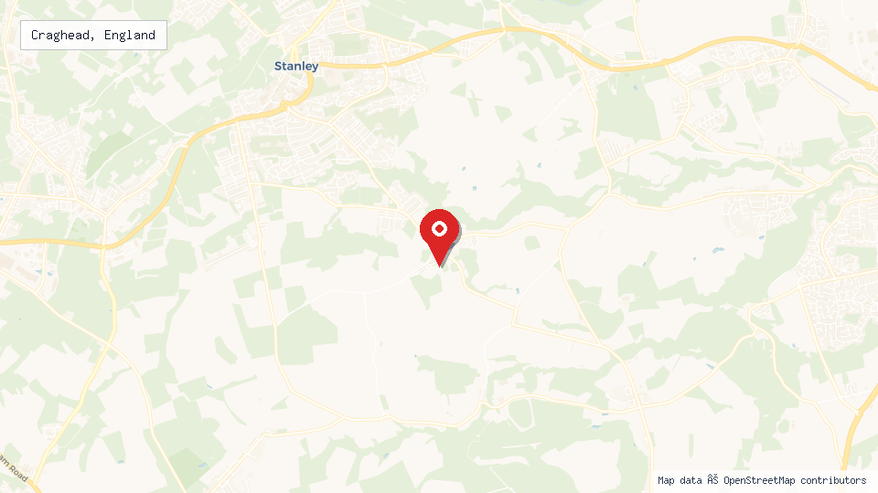 Street map of Craghead, England with location pin