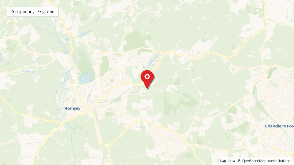 Street map of Crampmoor, England with location pin