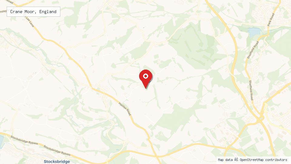Street map of Crane Moor, England with location pin