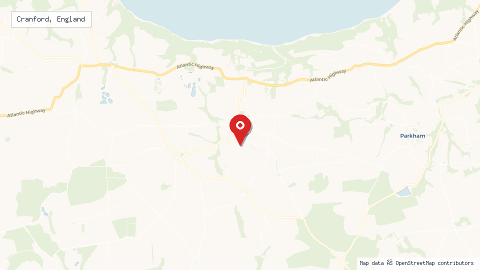 Street map of Cranford, England with location pin