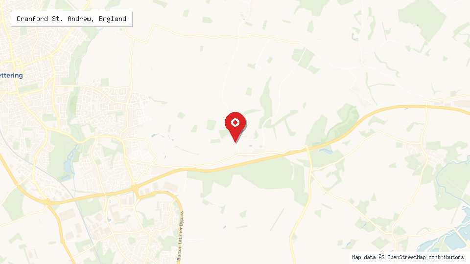 Street map of Cranford St. Andrew, England with location pin
