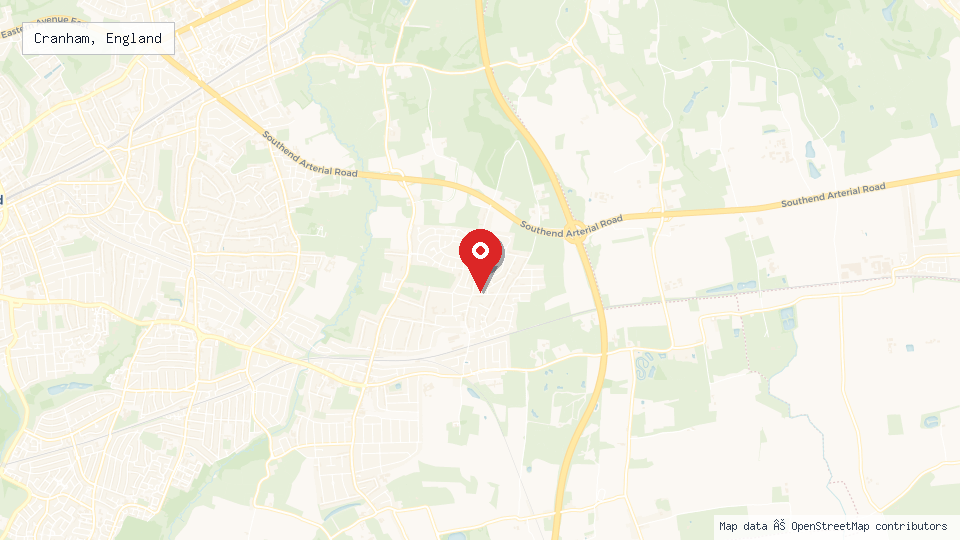 Street map of Cranham, England with location pin