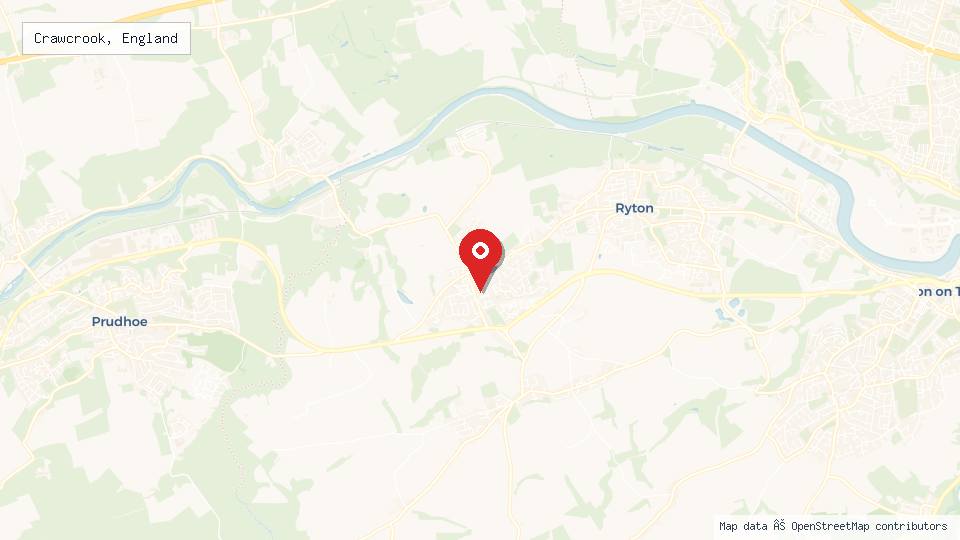 Street map of Crawcrook, England with location pin