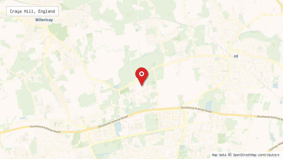 Street map of Crays Hill, England with location pin