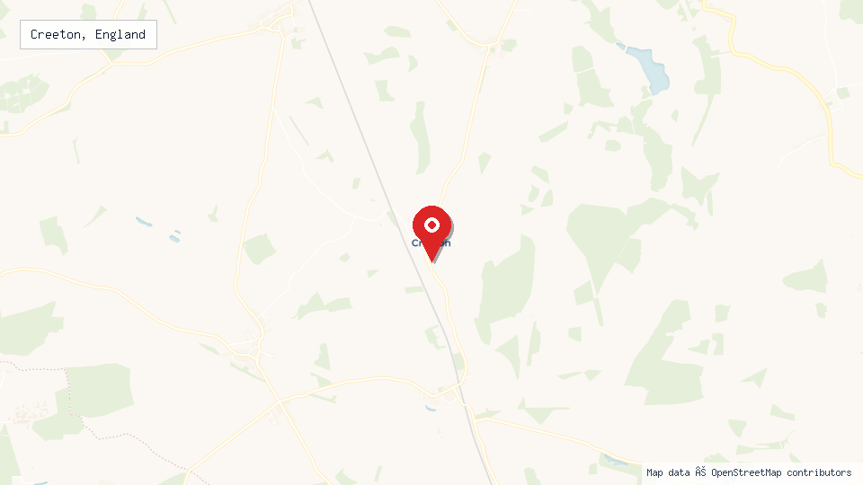 Street map of Creeton, England with location pin
