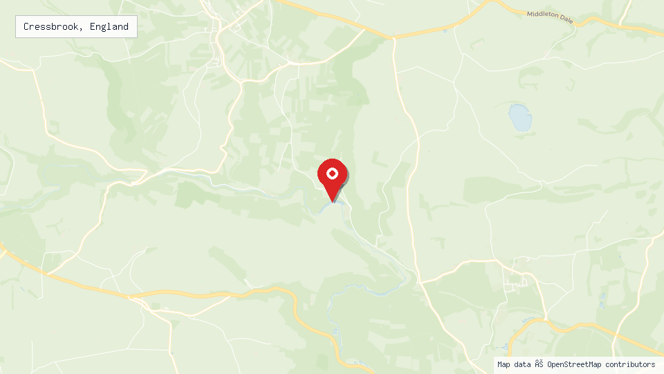 Street map of Cressbrook, England with location pin