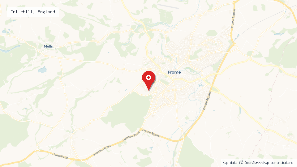Street map of Critchill, England with location pin