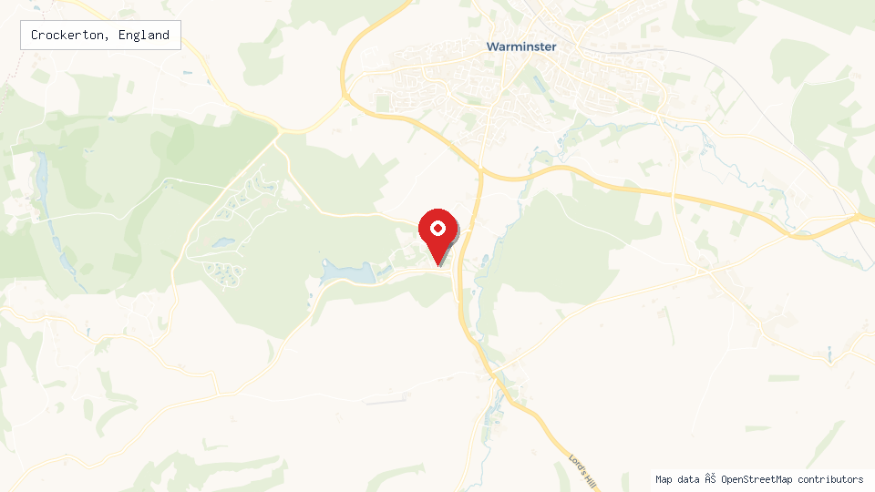 Street map of Crockerton, England with location pin