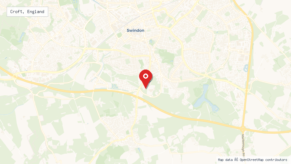 Street map of Croft, England with location pin