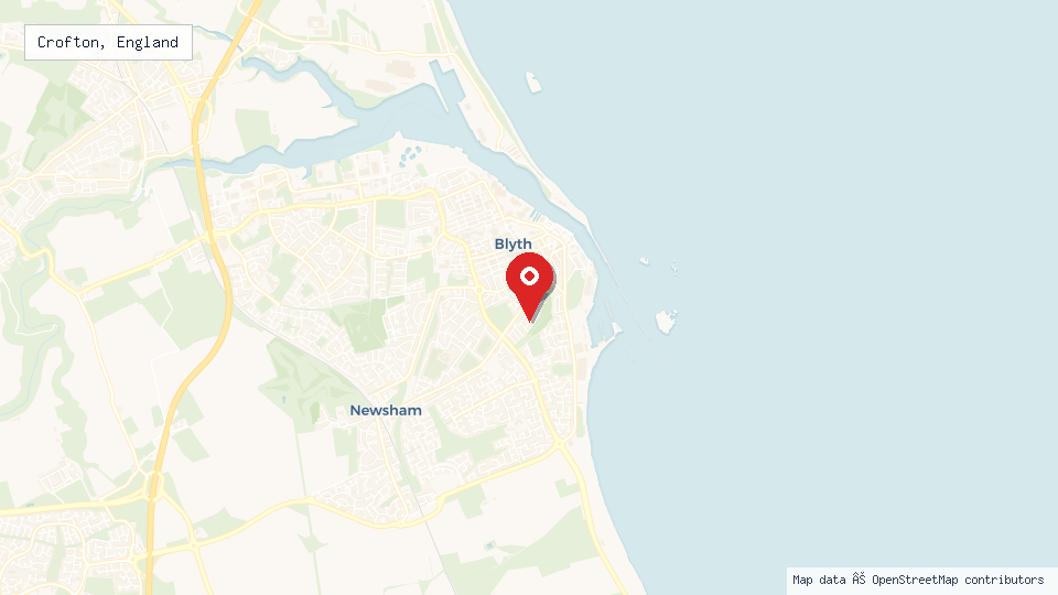 Street map of Crofton, England with location pin
