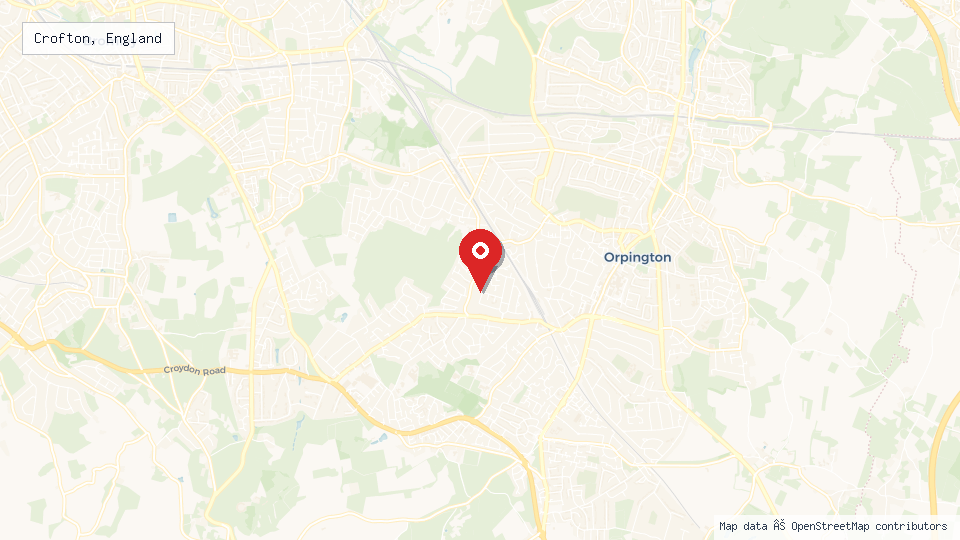 Street map of Crofton, England with location pin