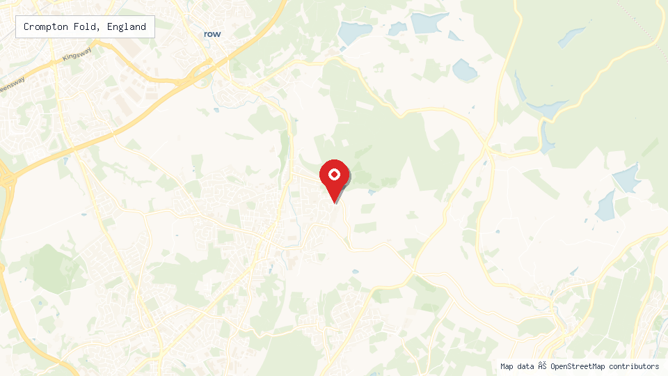Street map of Crompton Fold, England with location pin