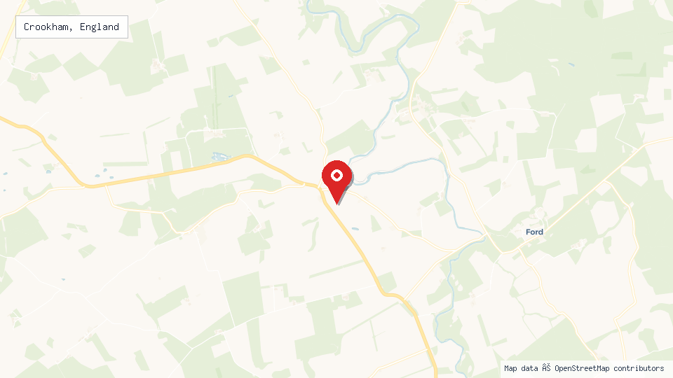 Street map of Crookham, England with location pin