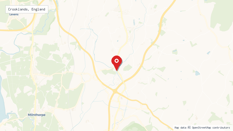 Street map of Crooklands, England with location pin