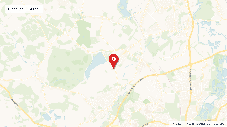 Street map of Cropston, England with location pin