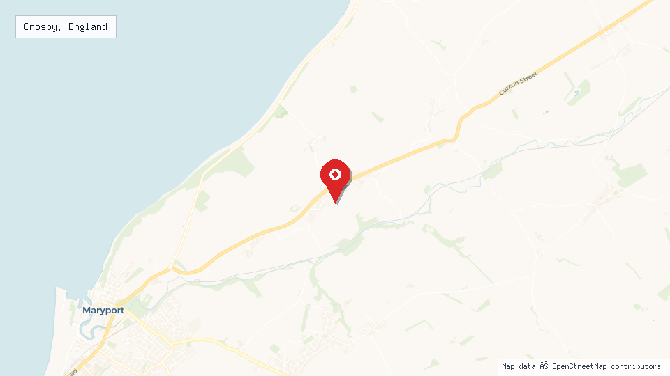 Street map of Crosby, England with location pin