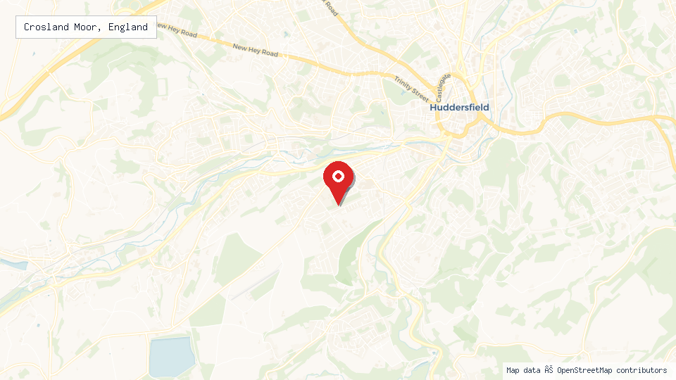 Street map of Crosland Moor, England with location pin