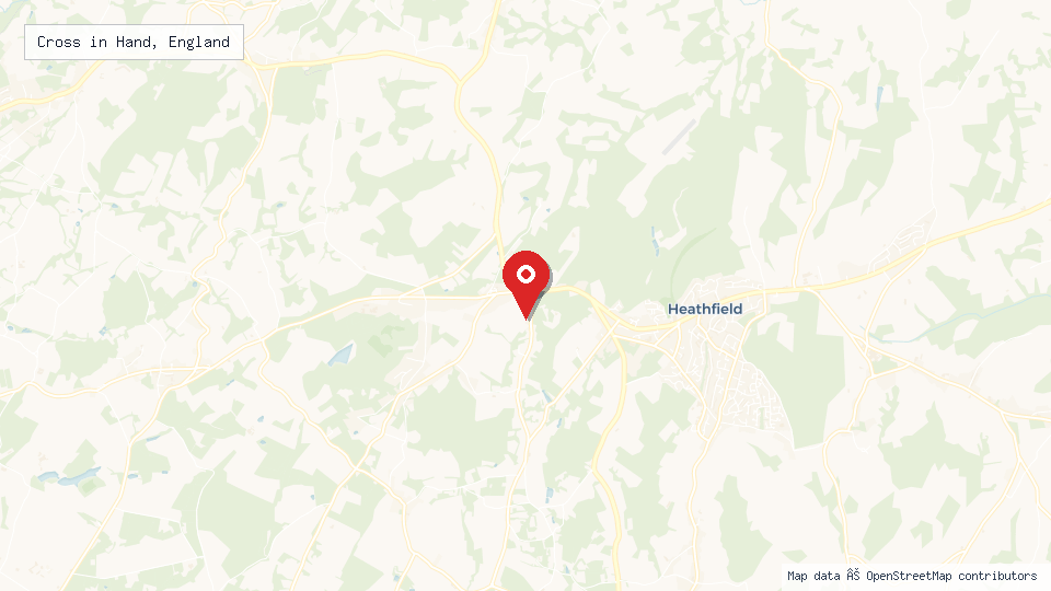 Street map of Cross in Hand, England with location pin