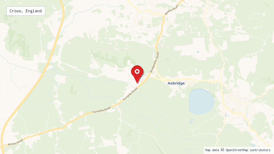 Street map of Cross, England with location pin