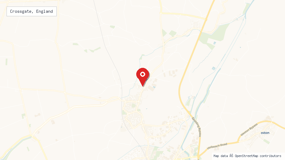 Street map of Crossgate, England with location pin