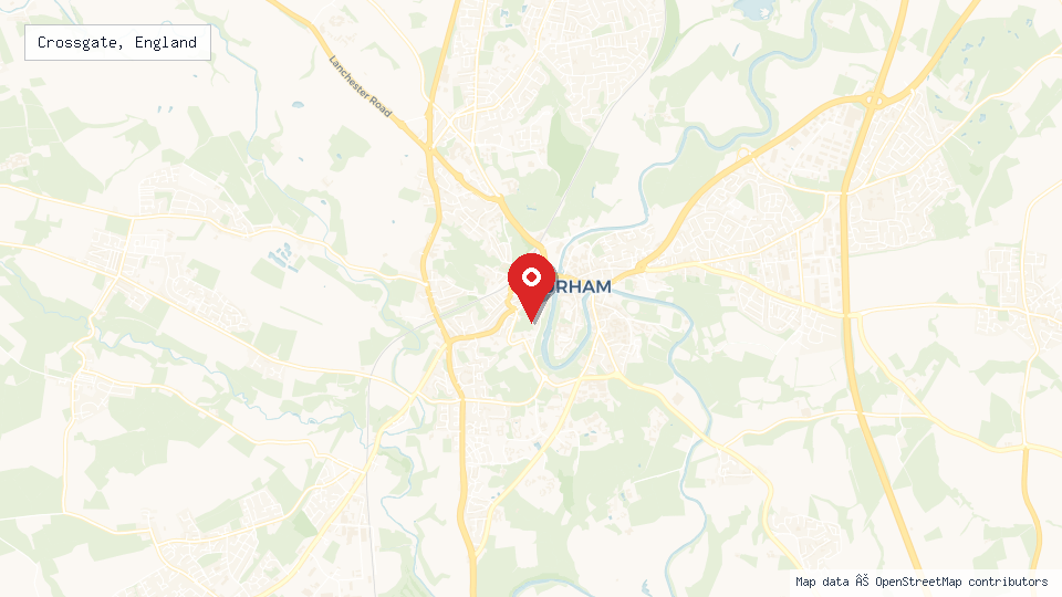 Street map of Crossgate, England with location pin