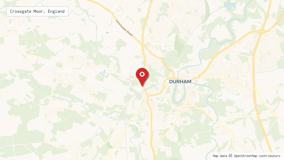 Street map of Crossgate Moor, England with location pin