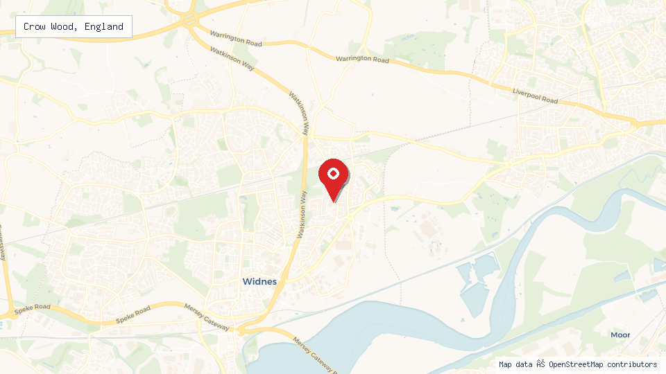 Street map of Crow Wood, England with location pin