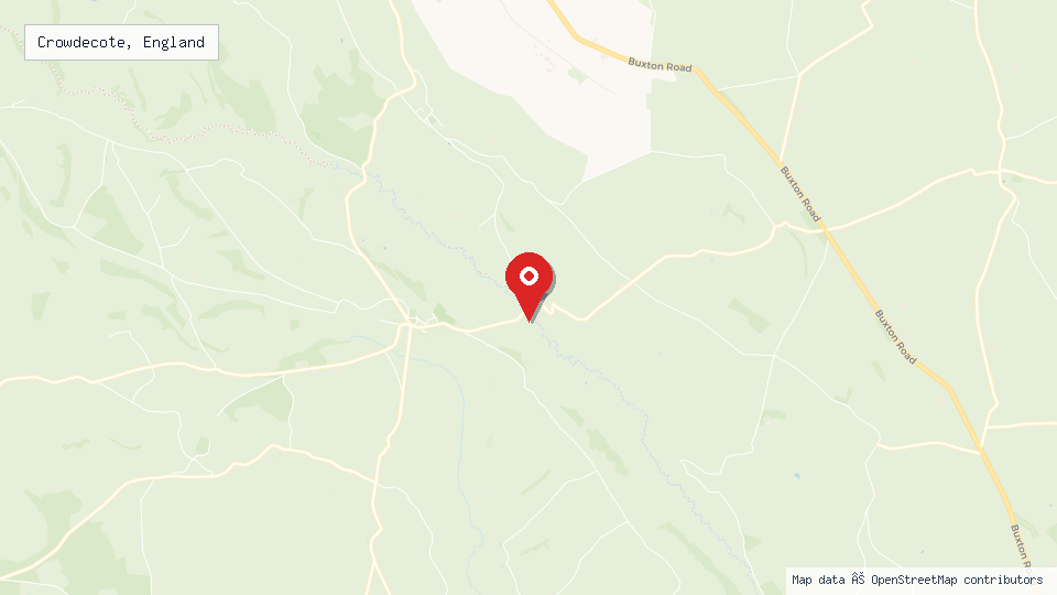 Street map of Crowdecote, England with location pin