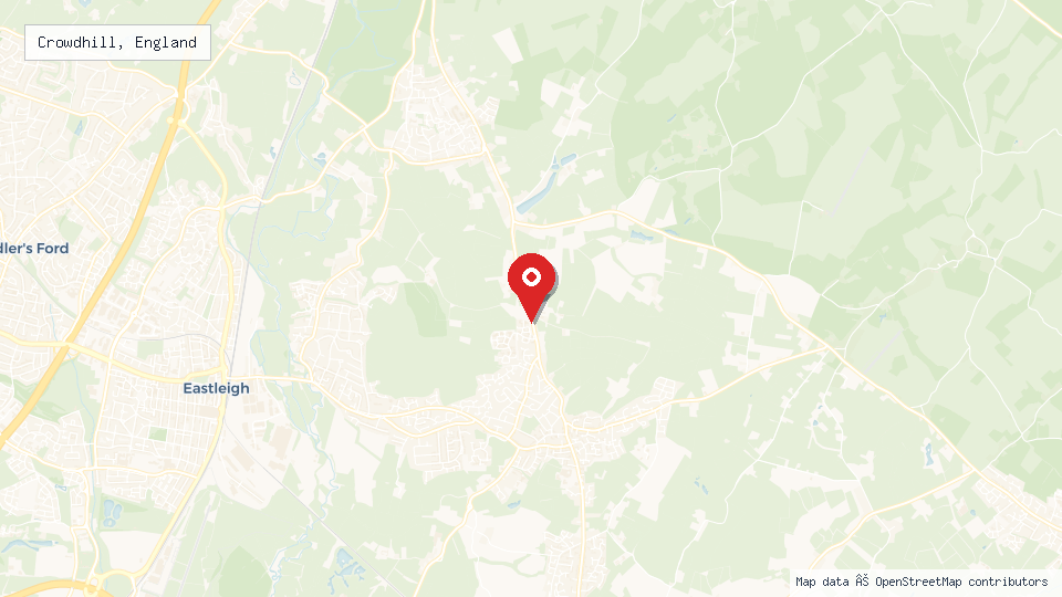 Street map of Crowdhill, England with location pin
