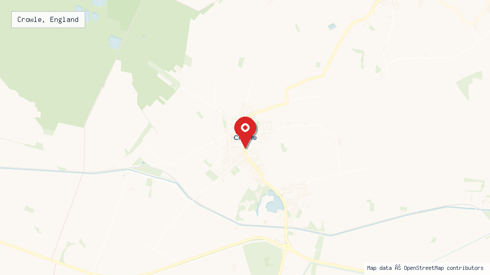 Street map of Crowle, England with location pin