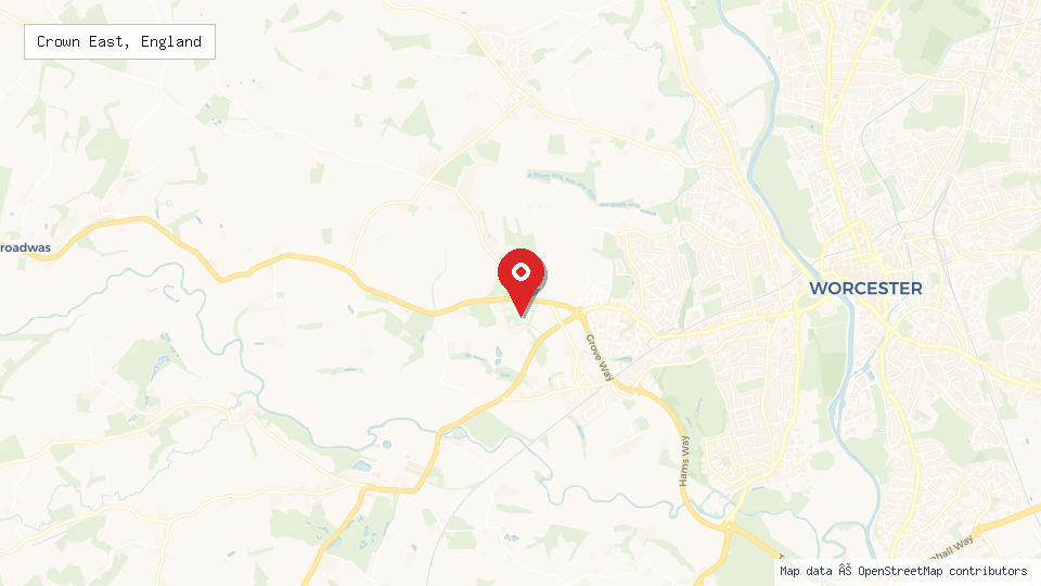 Street map of Crown East, England with location pin