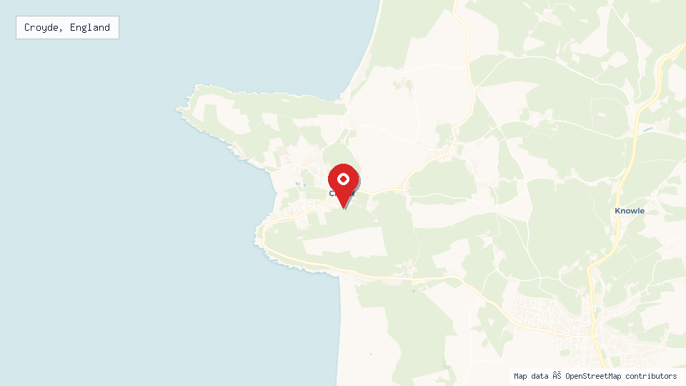 Street map of Croyde, England with location pin