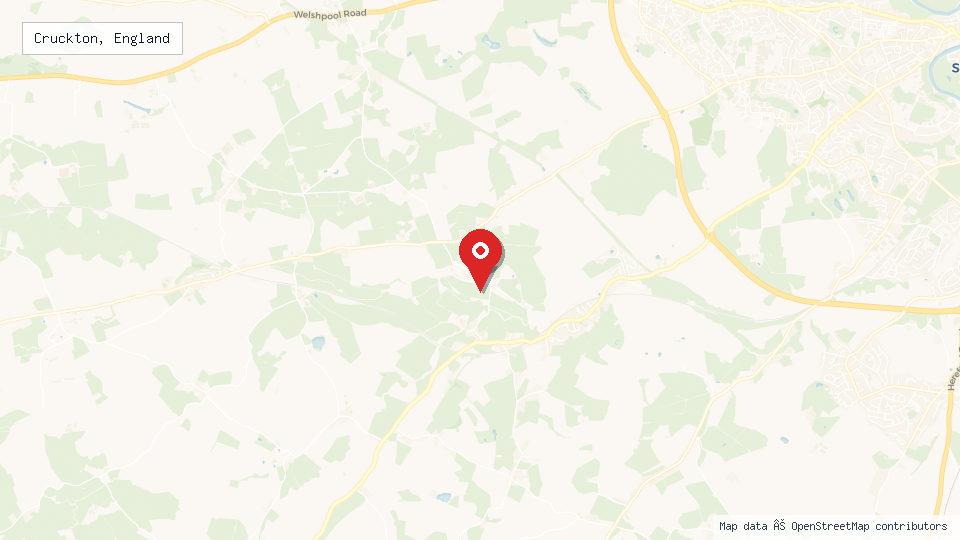 Street map of Cruckton, England with location pin