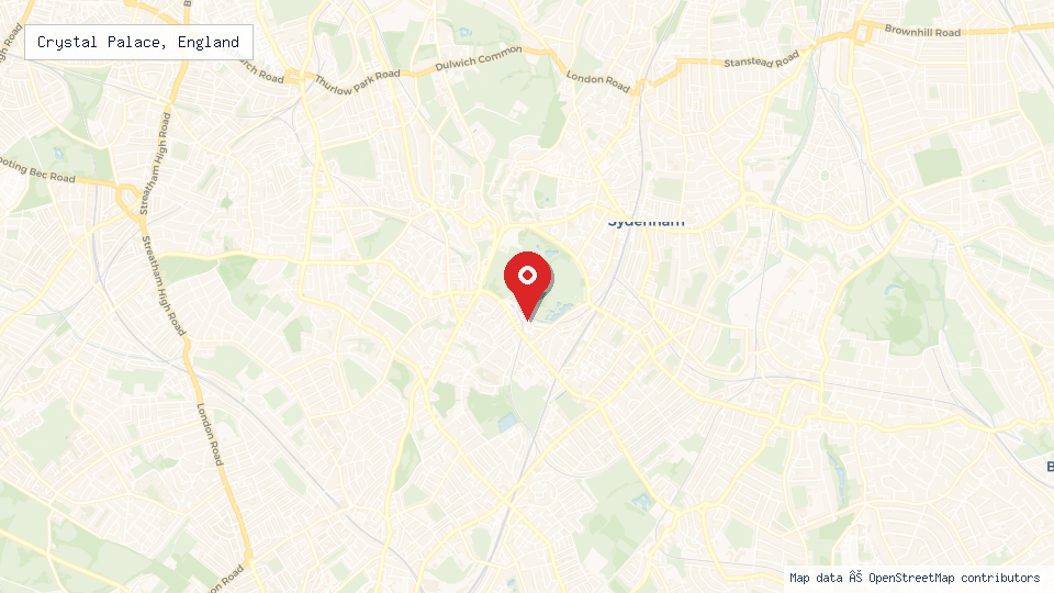 Street map of Crystal Palace, England with location pin