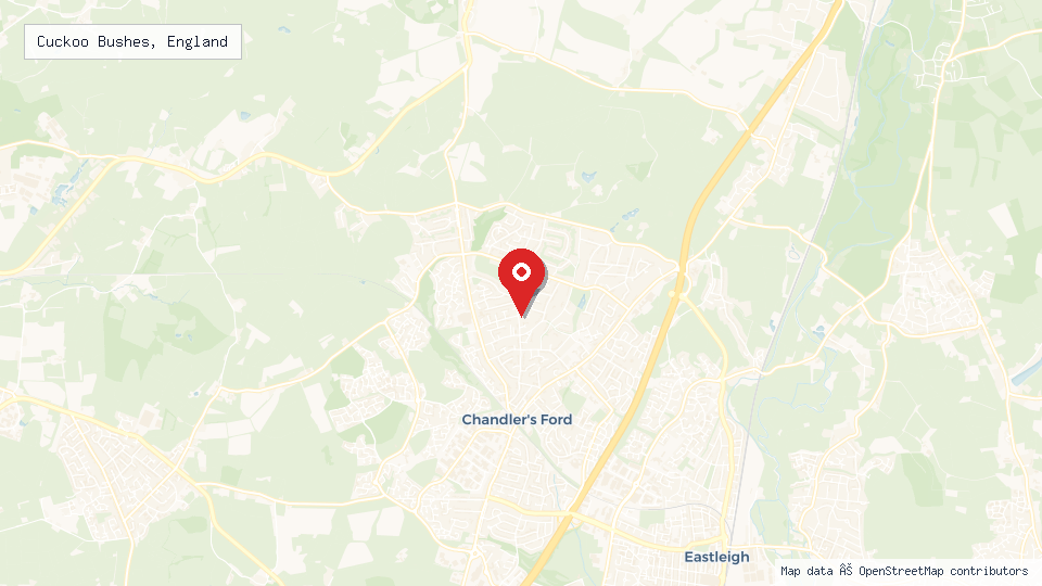 Street map of Cuckoo Bushes, England with location pin