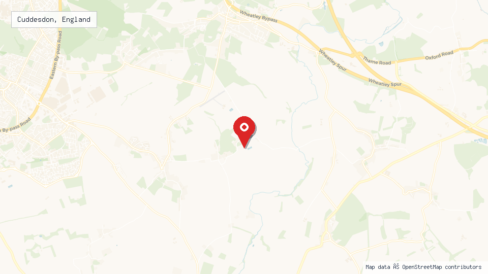 Street map of Cuddesdon, England with location pin
