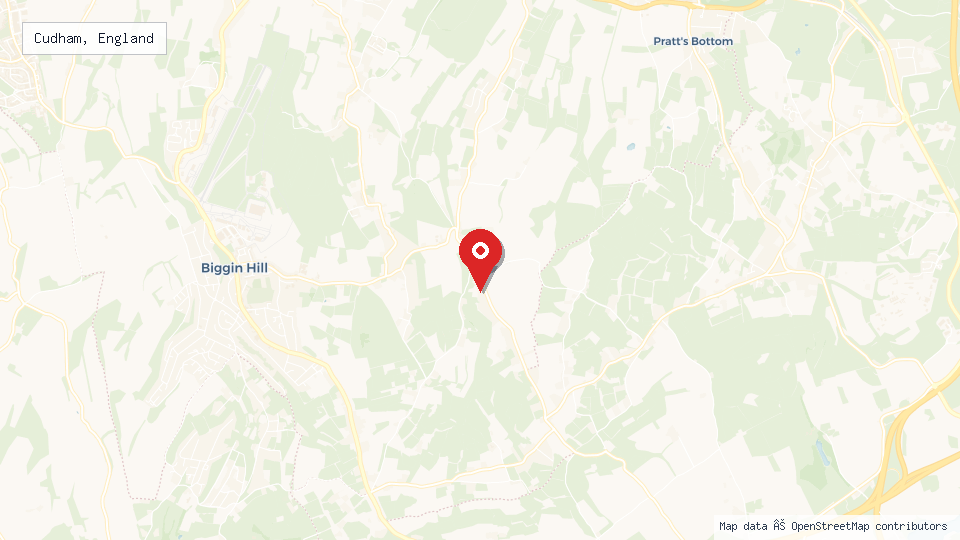 Street map of Cudham, England with location pin