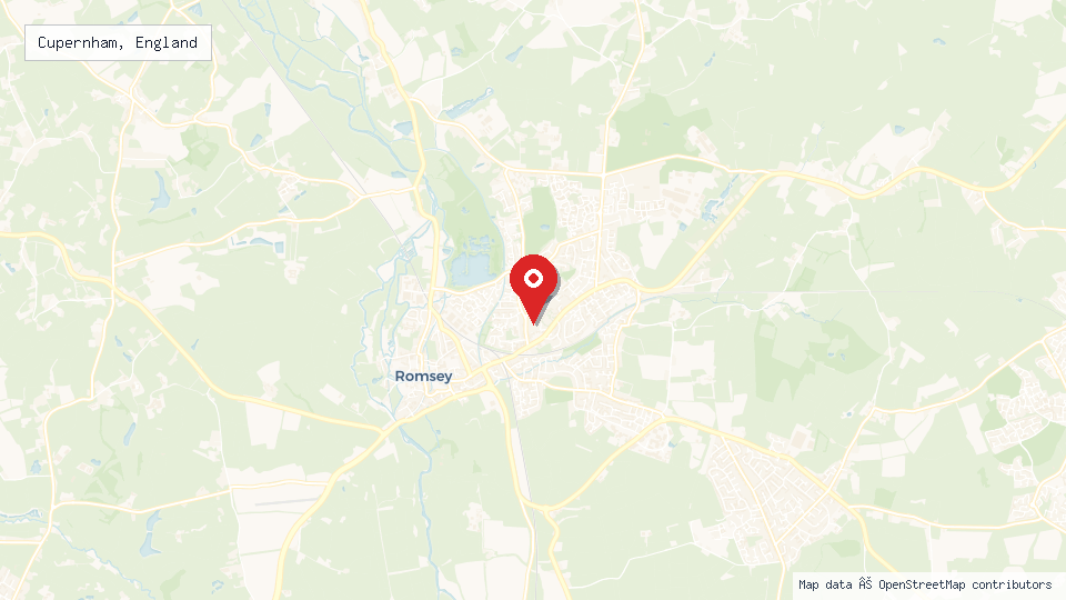 Street map of Cupernham, England with location pin