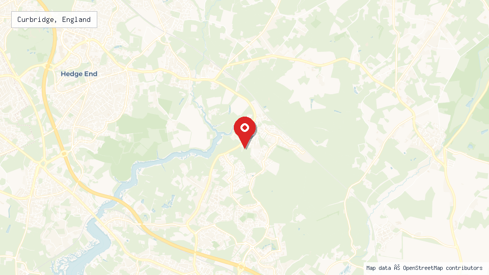 Street map of Curbridge, England with location pin