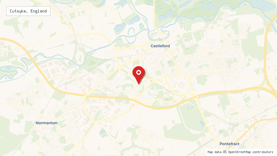 Street map of Cutsyke, England with location pin
