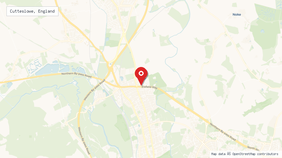 Street map of Cutteslowe, England with location pin