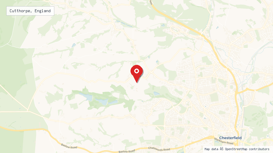 Street map of Cutthorpe, England with location pin
