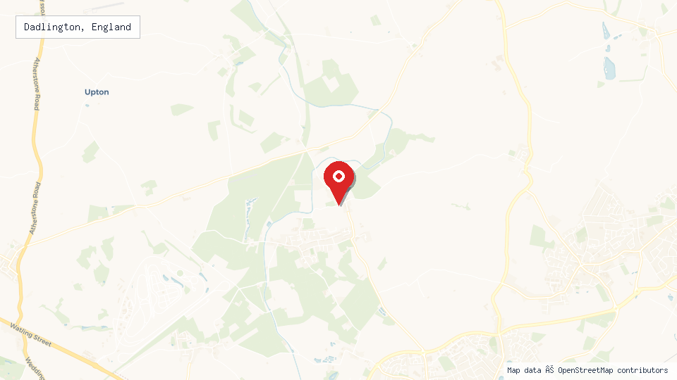 Street map of Dadlington, England with location pin
