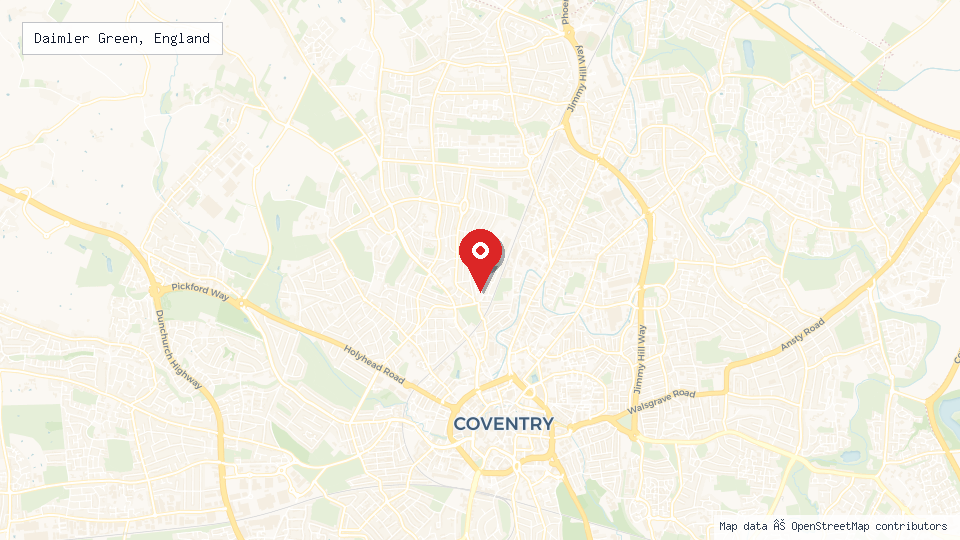 Street map of Daimler Green, England with location pin