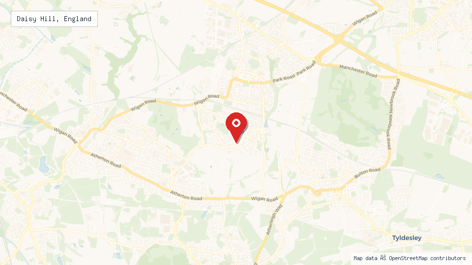 Street map of Daisy Hill, England with location pin